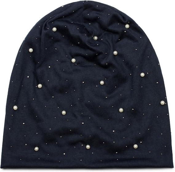 Ljusgrå mössa med pärlor och strass, mjuk hatt, unisex