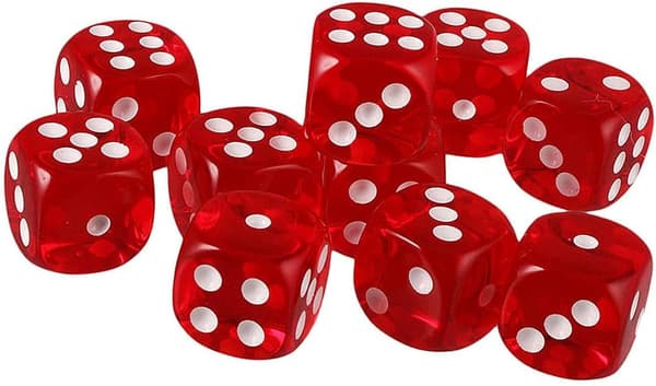 10 16mm D6 Polyhedral Acrylic Dice (Rød) for DND Dice RPG MTG Tab