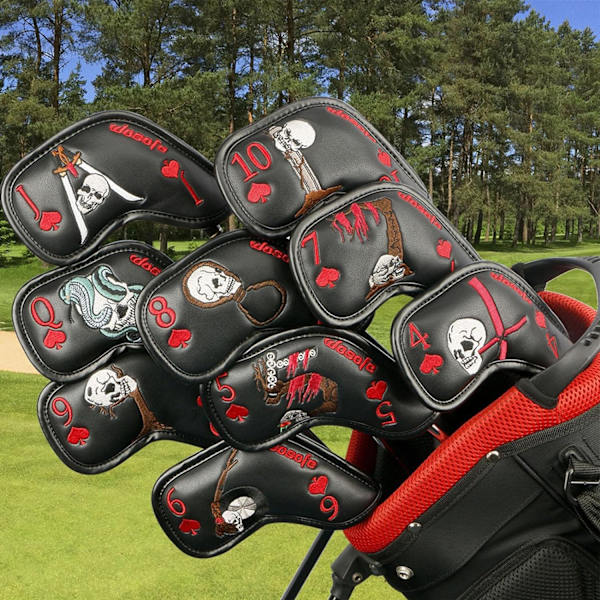 Golfhuvudskydd - 9 Skull Golftillbehör med matchande numrerade