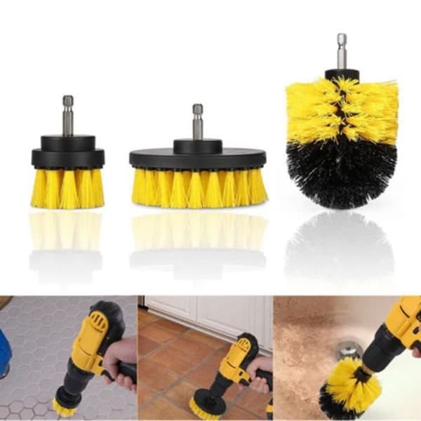 Set 3 st elektrisk borrskrubbrengöring GUL PR Badrum Kök