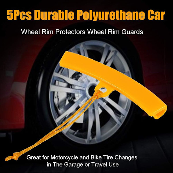 5PCS Felgbeskyttelse (Oransje), Dekkbeskytter Felgkantsbeskytter Dekkbeskyttere for Montering Dekk Demontering Motorsykkel Bil Sykkel Oransje Gul Felgdeksel Verktøy 15cm