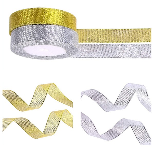 Hopeinen ja kultainen 2 rullaa kumpikin, (22m*2cm) Joulunauha nauha f