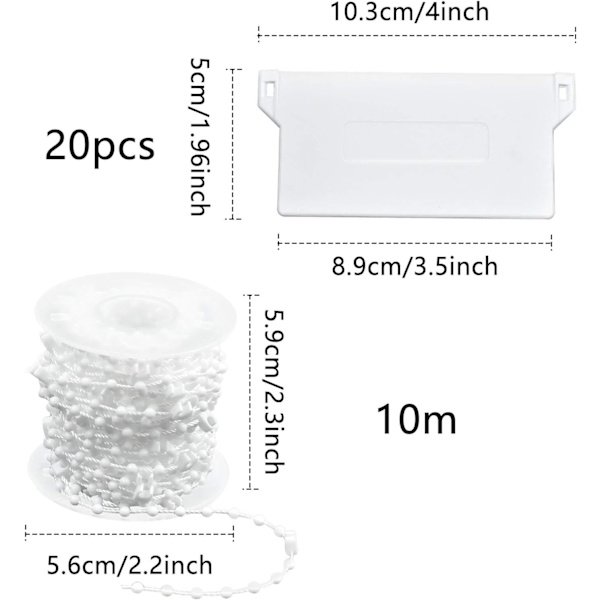 20 stk. lodrette persienner bundvægte bundlameller 89mm(3,5 tommer) & 10m