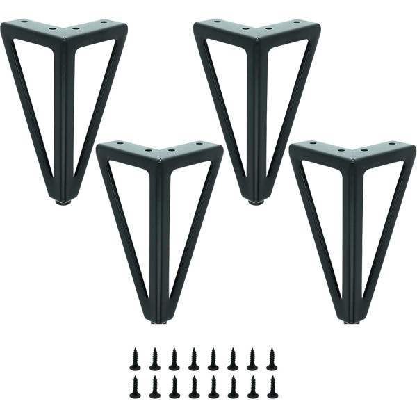 Sæt med 4 sorte metalbordben - Udskiftelige møbelben