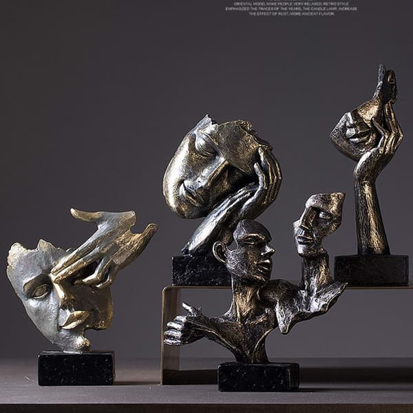 Stillhet Par Statue, Moderne Kunstverk Figur Interiørdekor