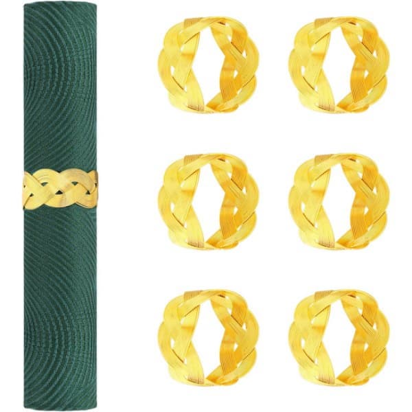 6-delat set, servettringar, återanvändbara metall