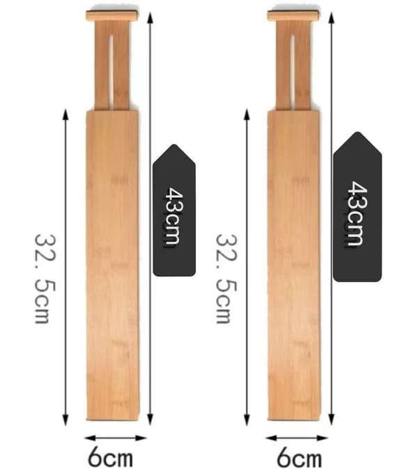 Justerbara lådindelare i bambu för kök (4-pack)