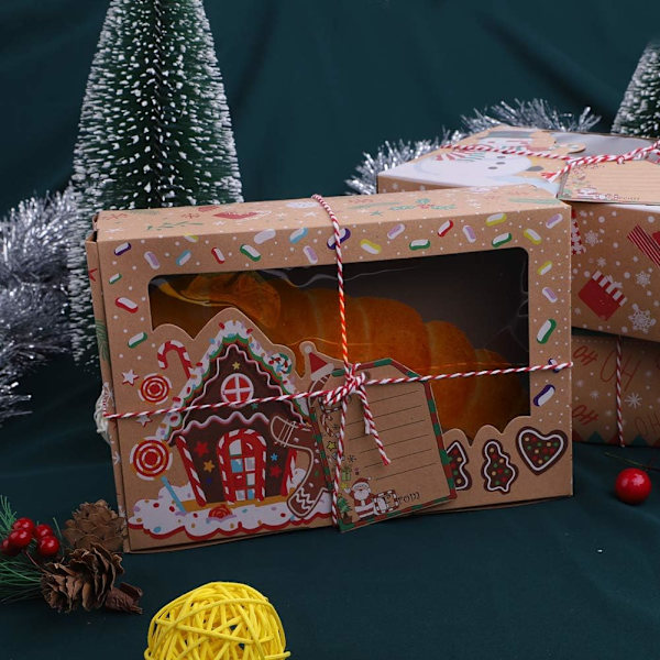 12 kpl joulukeksejä laatikoita läpinäkyvällä ikkunalla paperilaatikoita joululahjoihin (22 x 15 x 7cm)