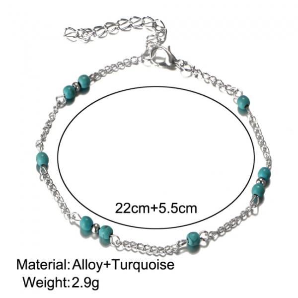 Anklet/jalkakoru siniset helmet hopea