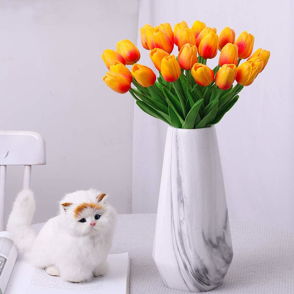 Orange-10 konstgjorda tulpaner konstgjorda blommor latex material