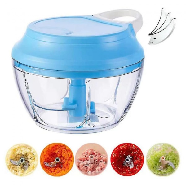 blue Manual Garlic Chopper Onion Grinder, Portable Speed ​​Cutter