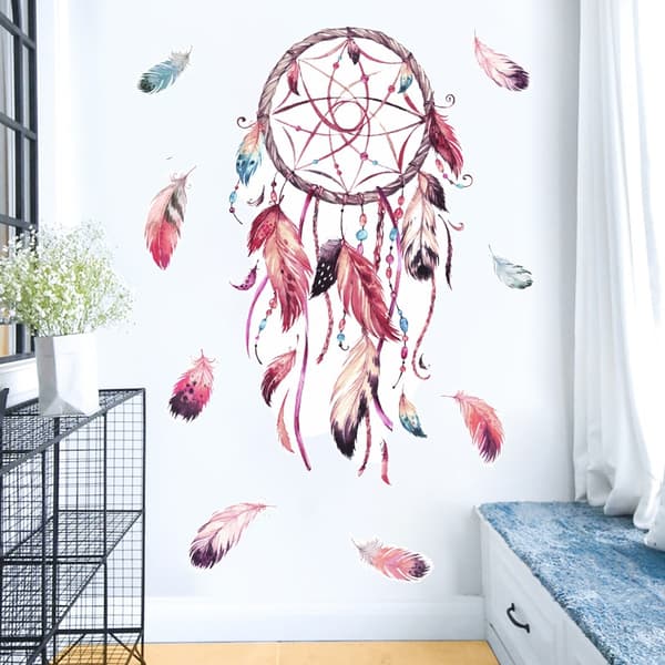 96cm×48.5cm Unelma-amuletit Seinätarra Feather Flower Wall Stick