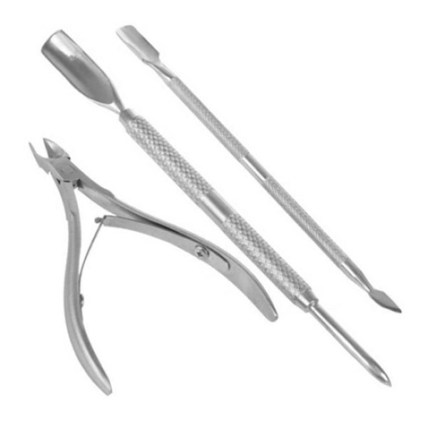 silver Cuticle Kit - Cuticle Scissors and Cuticle Pusher