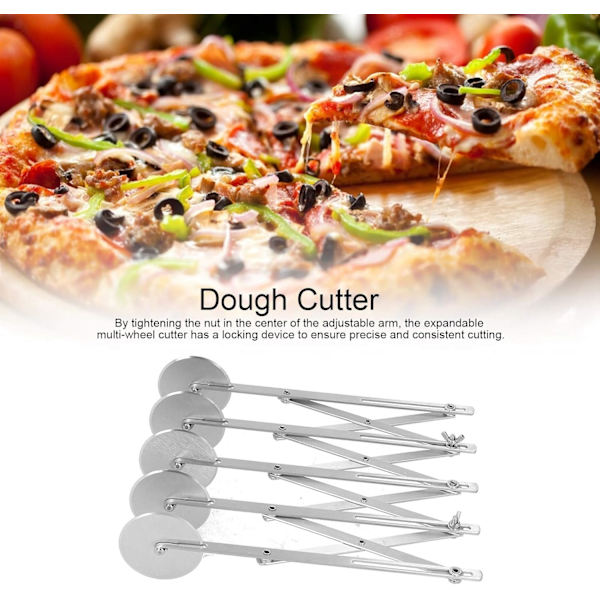 Degdelare i rostfritt stål med 5 hjul, bakverktyg, pizzatillbehör