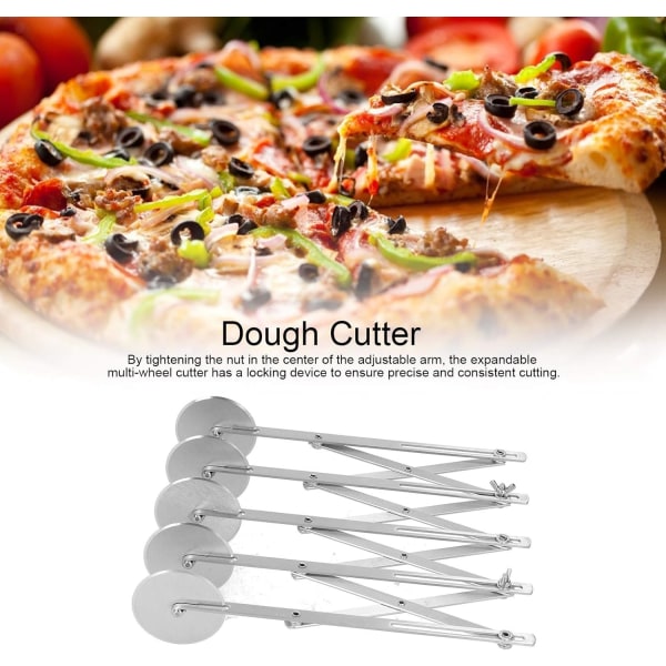 Rustfritt stål deigkutter 5 hjul konditorverktøy pizzadingser