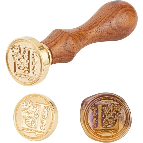 Sealing wax stamp with wooden handle and brass stamps Letter-L