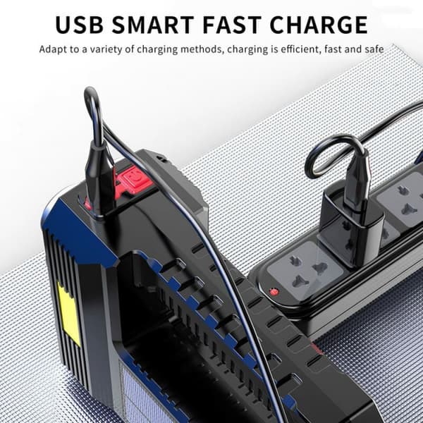 LED-taskulamppu, USB/aurinkoladattava erittäin kirkas kannettava taskulamppu