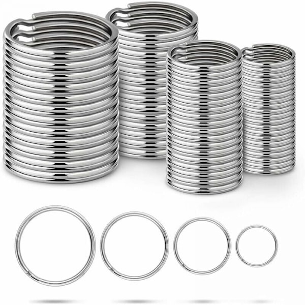 80 kpl avaimenperää pakkauksessa (15/20/25/30mm), nikkelillä päällystetty pyöreä reuna, järjestämiseen