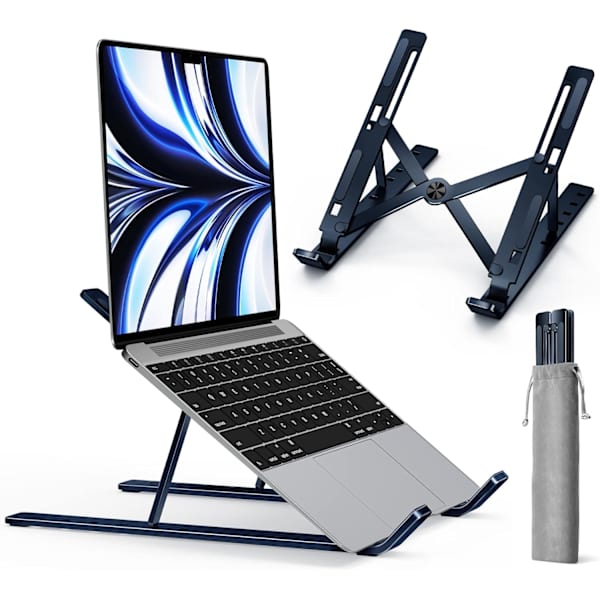 Bærbar computer stand – Sort, foldbar bærbar computer stand til at hæve 6 justerbare