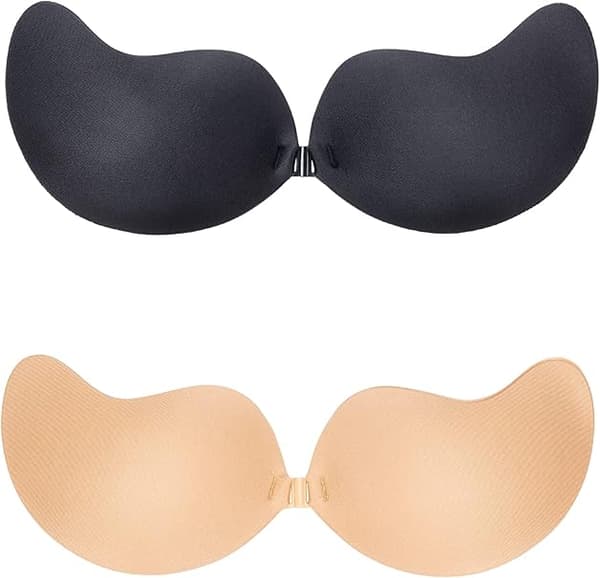 2 par (sort + hudfarve, B-skål) usynlig push-up bonded bh,