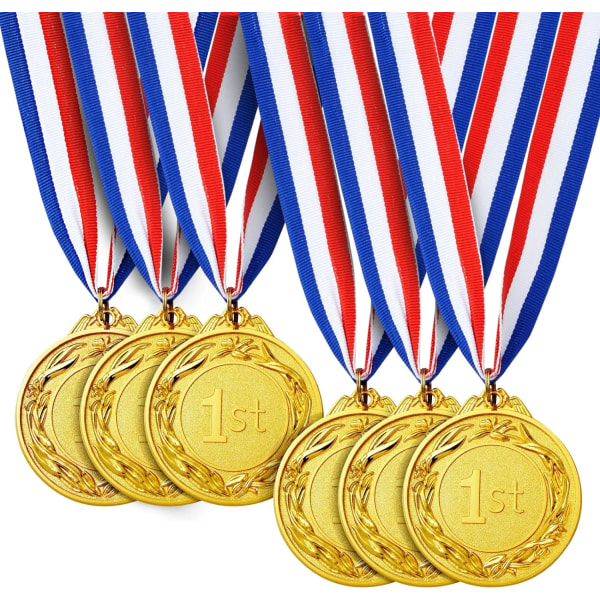 Gold Metal Medals for Winner, Set of 6 First Prize Olympic Medals