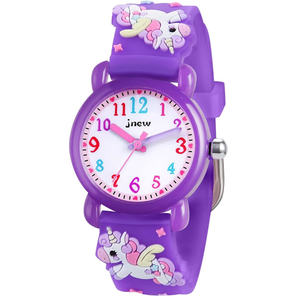 (Dark Purple Unicorn) Barneklokke, Analog klokke for gutter og jenter