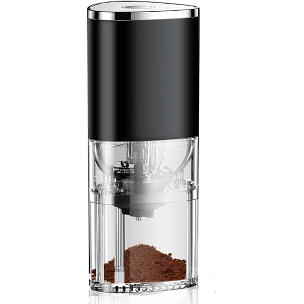 Elektrisk kaffekvern (svart), USB-oppladbar, egnet for bønner, nøtter, urter
