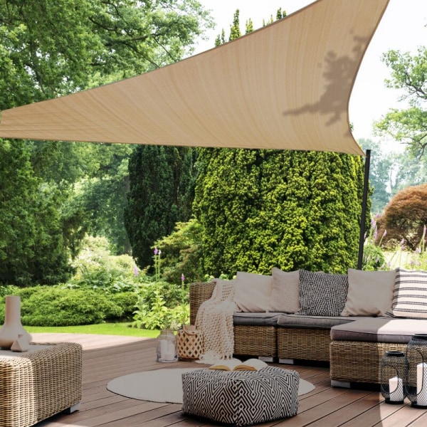 1 x 3x3x3M Beige Triangulär Solsegel med Monteringssats
