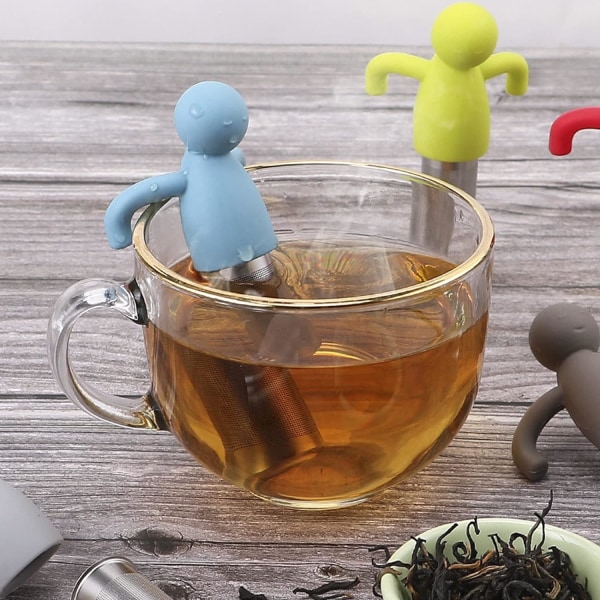 2 stk. rustfritt stål silikon teinfuser, hengende tefilter