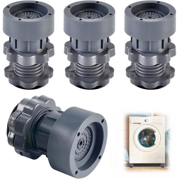 4 st Anti Vibrations Tvättmaskinsmatta, Justerbar Anti Vibrations Tvättmaskinsdyna, Anti Vibrations Tvättmaskinsfot, Tvättmaskinsfotdynor för Tvättmaskin och Torktumlare