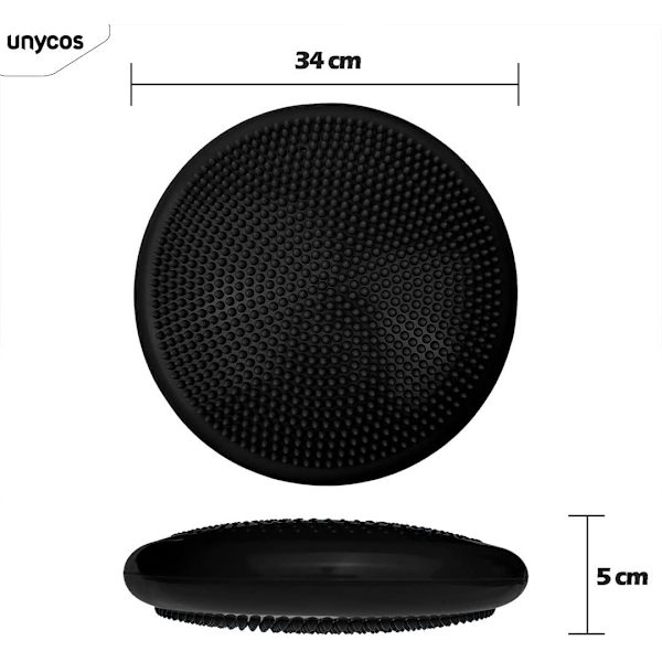 Tasapainolaatta, havaintoalusta, musta 34cm - Ilmatäytteinen alusta, joogamatto - Ydintreeni, selkä, vatsalihakset, jalat, kuntoilu, Pilates, kuntoutus