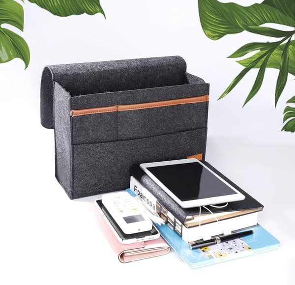 Grå Caddy Organizer, Säng Caddy Filt Sängficka Förvaring B