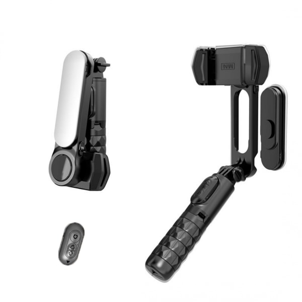 (Sort) Håndholdt stabilisator, Bluetooth Selfie Stick, Fill Light S