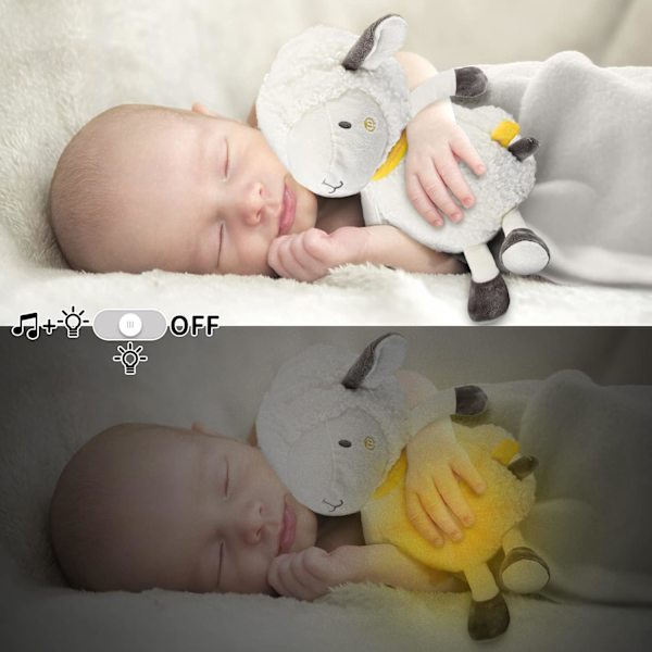 Baby Sleep Aid, Vit/Rosa Brusmaskin med Nattlampa, Shushe