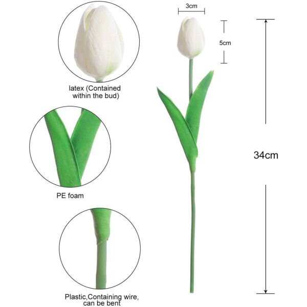 Vit-10 konstgjorda blommor tulpaner konstgjorda blommor latex materia