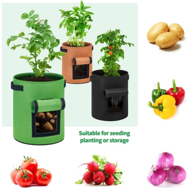 Set med 3 potatisodlingspåsar med handtag, 7 gallon non-woven