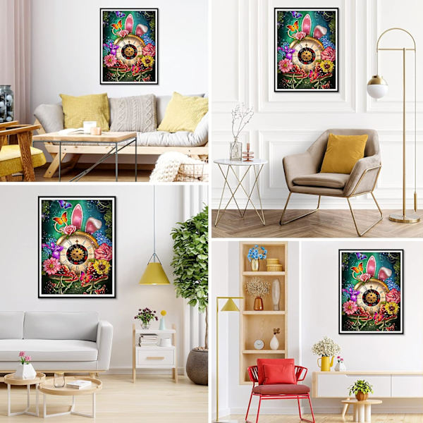 Timanttimaalaus kani, timanttimaalaus, timanttikirjonta, perhonen timanttimaalaus, timanttimaalaus timanttimaalaus lapsi timanttikirjonta täydellinen sarja seinäkoriste 30x40cm