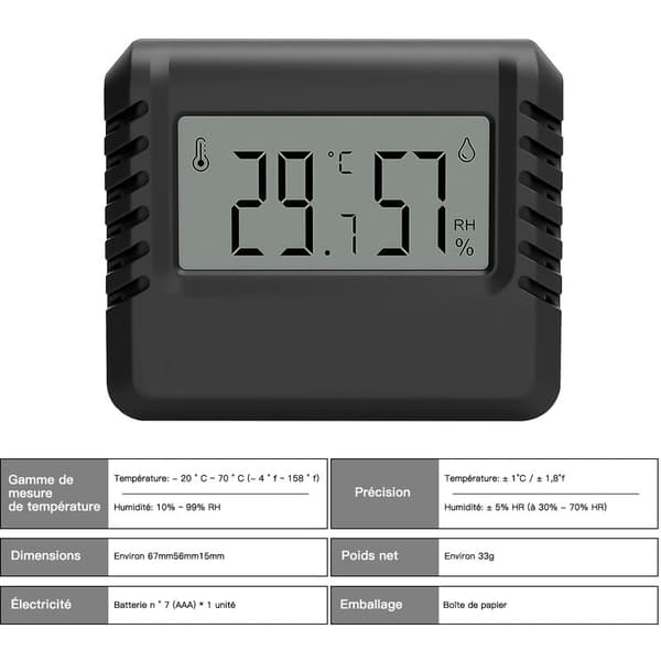 Sett med 2 hygrometertermometre – hygrometer, romtermometer,