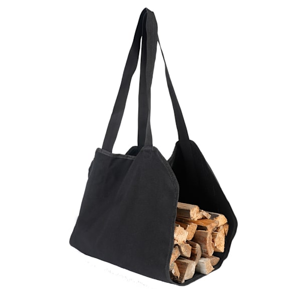 1 stk lerretsvedbærerpose, Tote vedpose 100*50cm - Svart