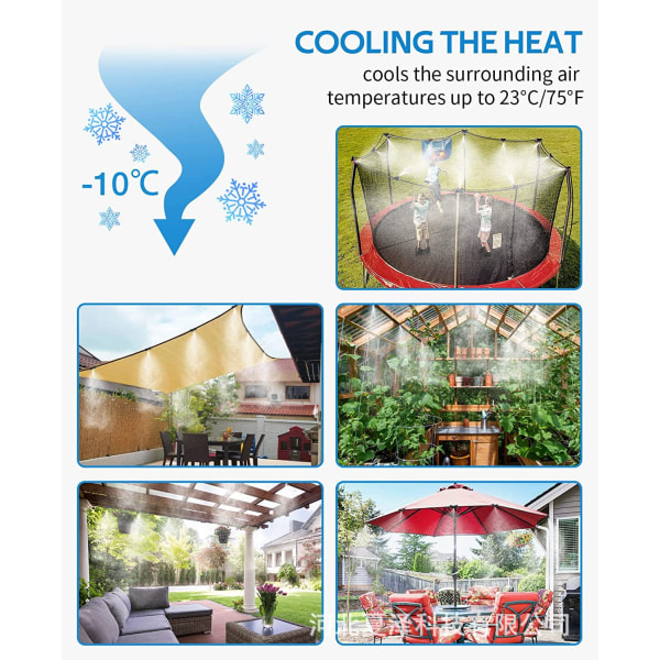 15M Utendørs Terrasse Mist Maker, Misting System Misting Cooling Sy