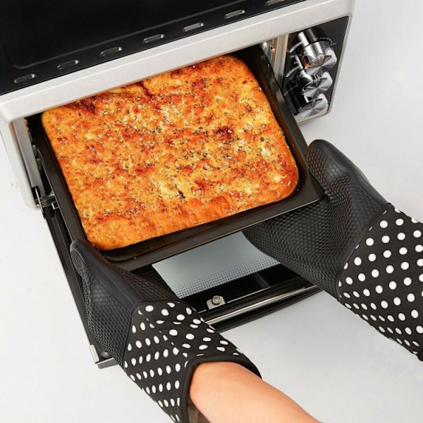 Sorte, 1 par madlavningshandsker, ovnluffer 300 °C grillhandske, en