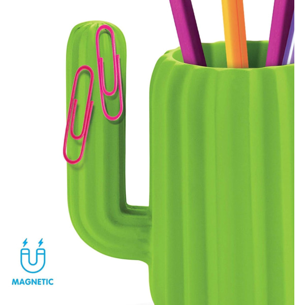 Pencil holder Magnetic organizer Cactus, green, 13*13*12cm