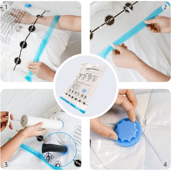 5-pack vakuumförvaringspåsar med handpump - Medium
