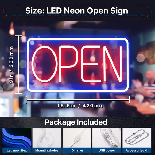 (blue red) Neon LED Open Letter Wall Art USB Dimmable Lamp Sign f