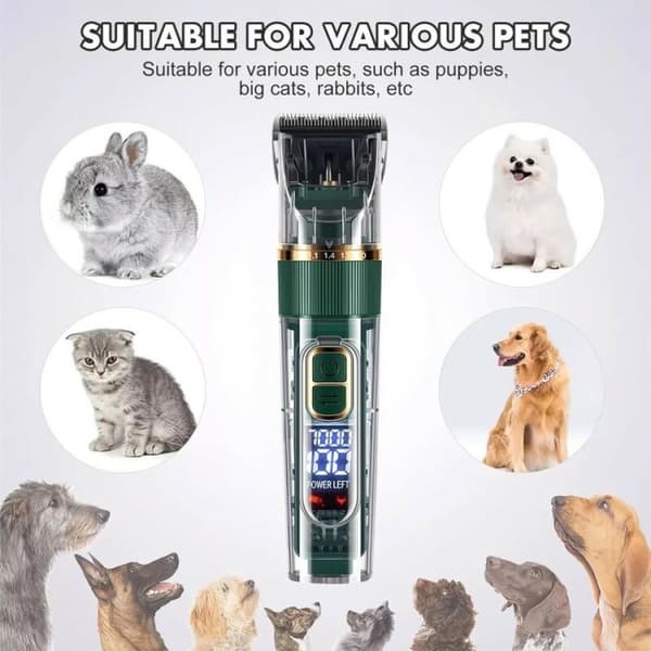 Grønn USB-oppladbar hundeklipper - Katteklipper, elektrisk, stille
