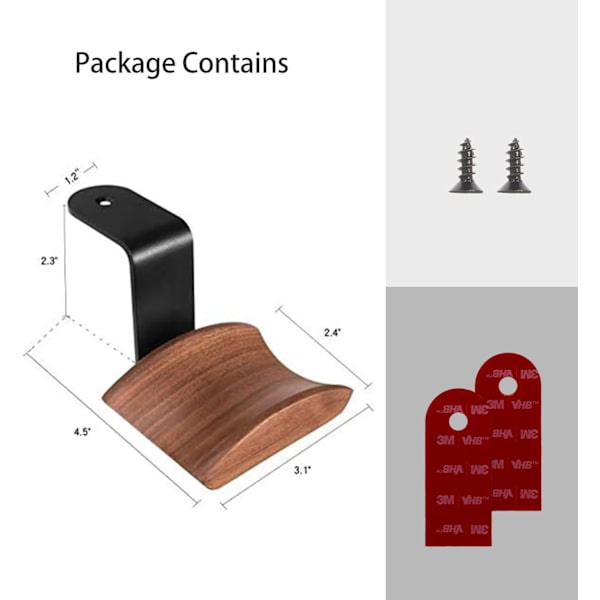 1 stk. headset-holder (WALNUT-Z), hodetelefonstativ, hodetelefonholder, hodetelefonveggfeste