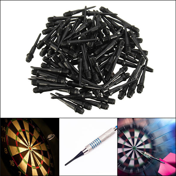 100 bløde plastik dartpile - Sorte professionelle dartpile