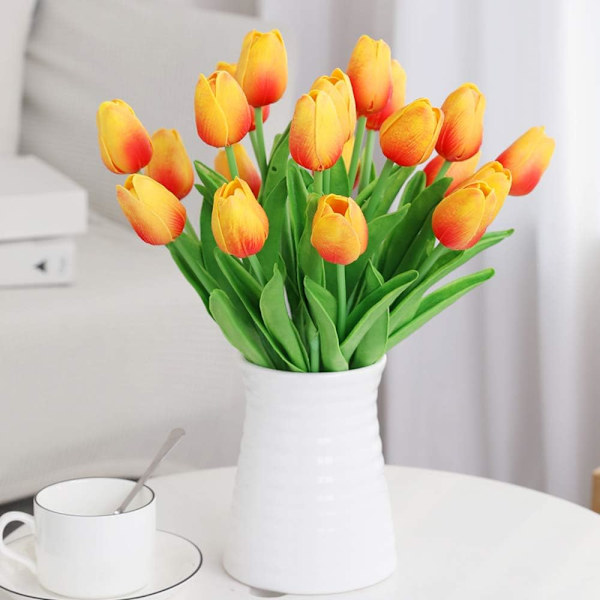 Orange-10 konstgjorda tulpaner konstgjorda blommor latex material