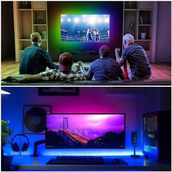 5M LED-nauhavalot USB DIY RGB väriä vaihtava musiikkisynkronointi 5050 30