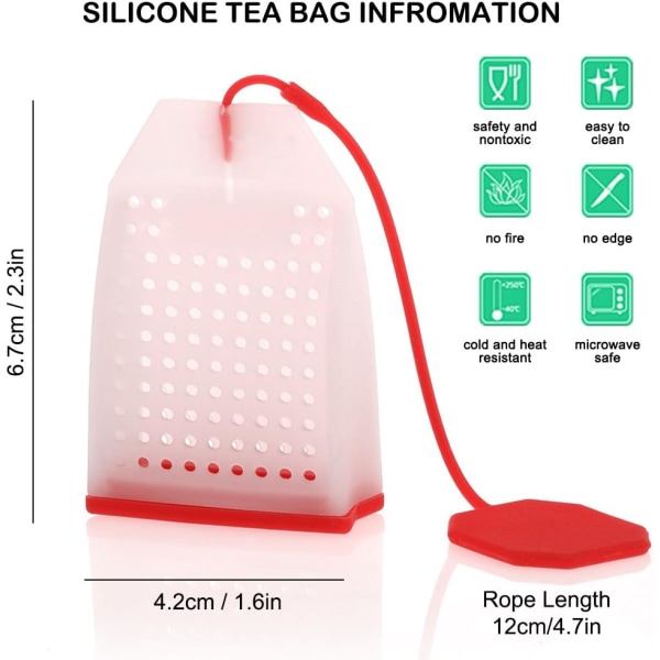 6-pak silikone te-infuser, seks farver, genanvendelig sikker løsblad